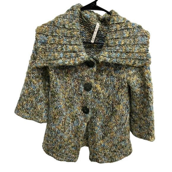 Leo and Nicole Multicolor Knit Cardigan Oversized Shawl Collar Sz Small - Picture 1 of 11